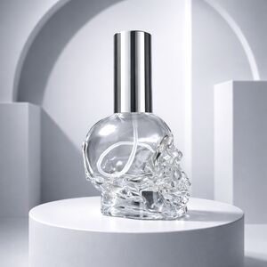 Crystal Skull Perfume Bottle with Silver Cap. NEW